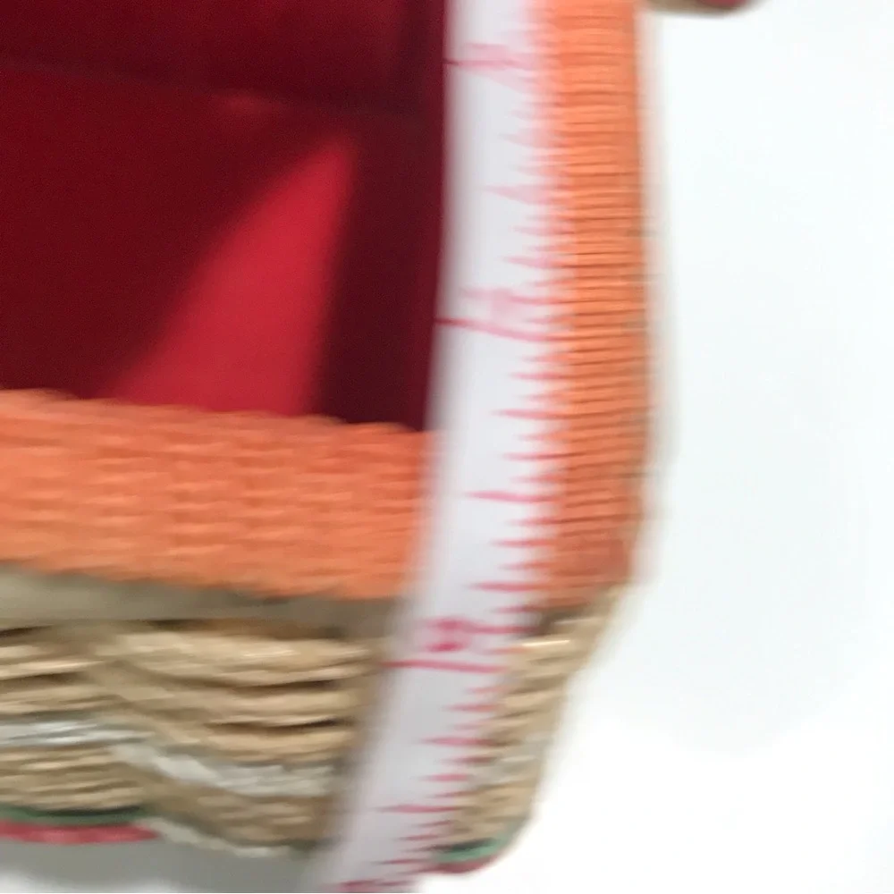 Vintage Birds & Floral Woven Wicker Sewing Basket